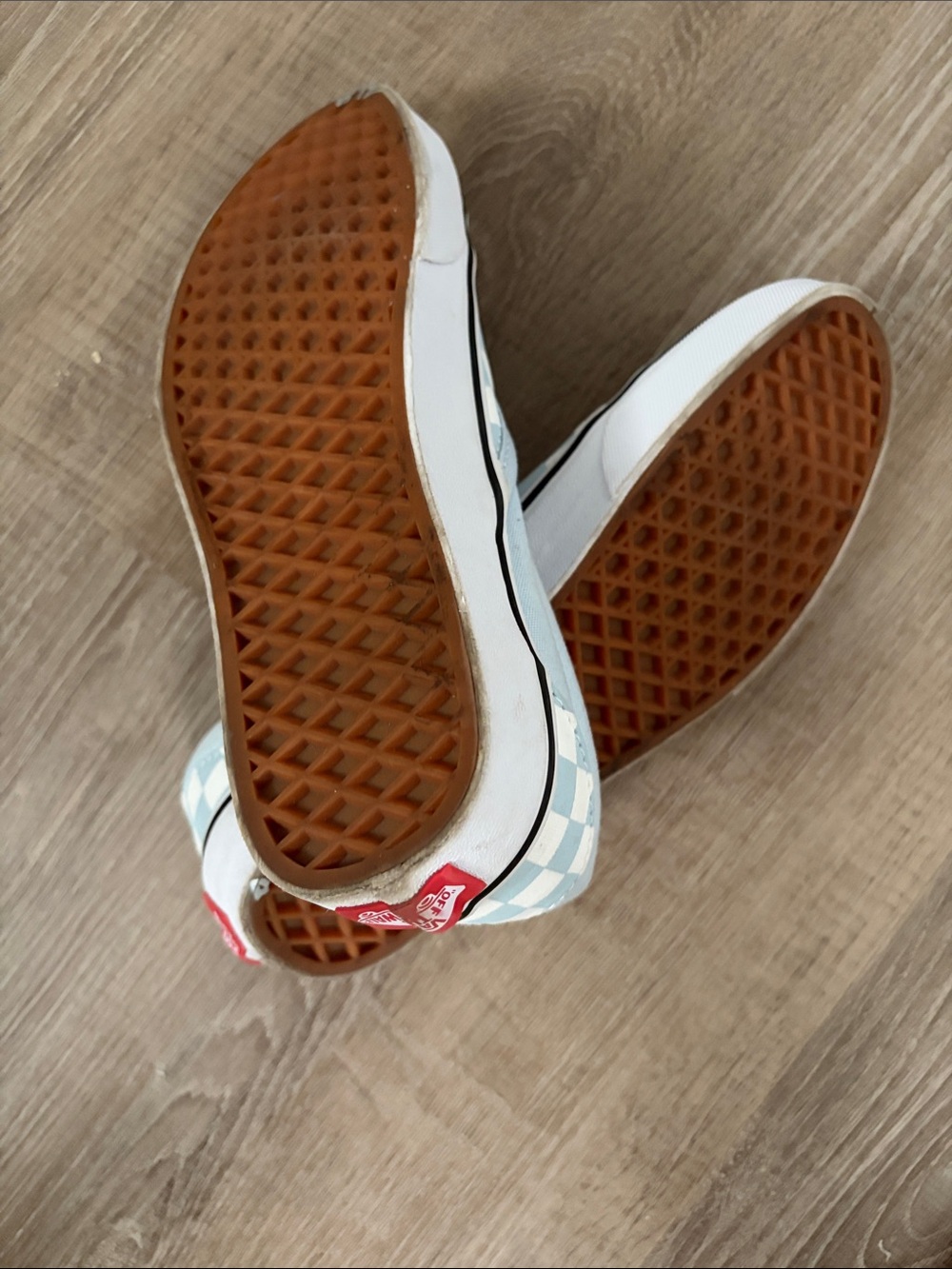 Vans Checkerboard Slip-On Sneakers in Light Blue and White - Picture 3 of 5